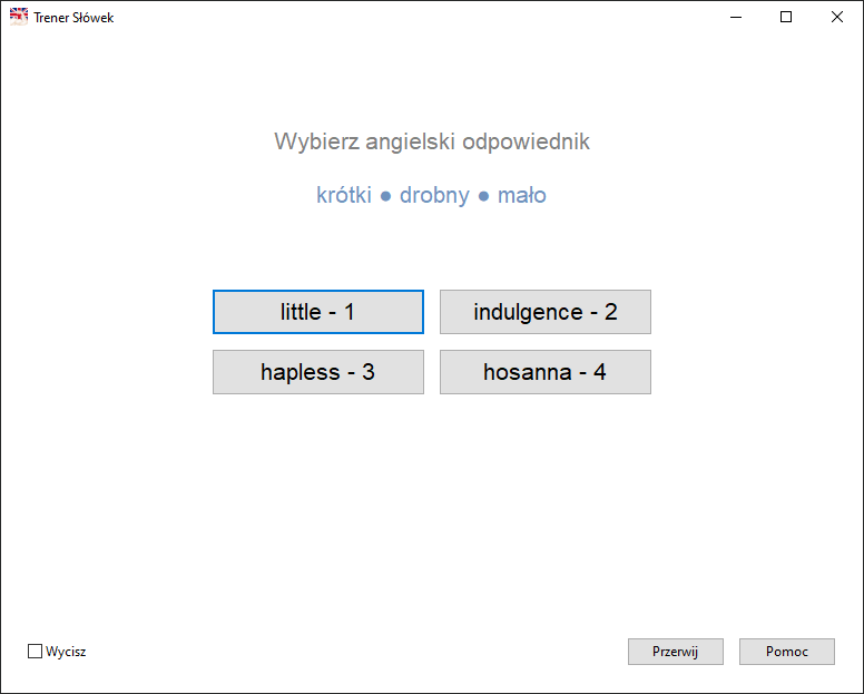 Obrazek dla wyboru słowa z czterech